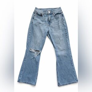 American Eagle Highest Rise 90s Flare Jeans Distressed Light Wash